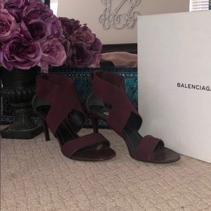 Balenciaga Tess SCuoio Heels Sandals 38.5 Prune